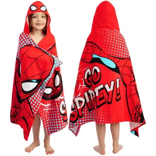 Marvel Spiderman Kinderhandtuch, Tragbares Kinderhandtuch Kinder Mit Kapuze, Badeponcho Kinder Badehandtuch, Rot One Size