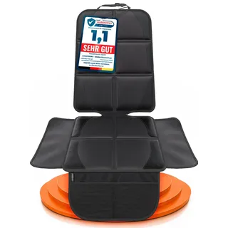 LIONSTRONG® Kindersitzunterlage - Sitzschoner [ISOFIX GEEIGNET] - schwarz | wasserabweisender Autositzschoner Polyester Stoff - Sitzschutz Sitzschoner Auto Kindersitz - universell kompatibel