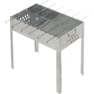 Mustang Mangal Spießgrill, Schaschlikgrill, Schaschlik Standgrill 50x30x50cm inkl. 6 Edelstahl Spieße & Grillrost