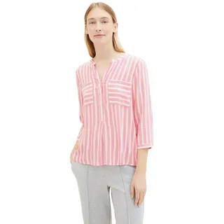 TOM TAILOR Damen Bluse mit Streifen & Brusttaschen, 35245 - Pink Offwhite Stripe, 34