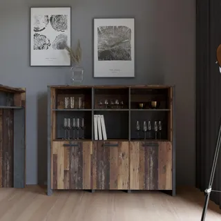 Forte Highboard 136,4 x 118,3 x 41,6 cm grau / dunkelgrau