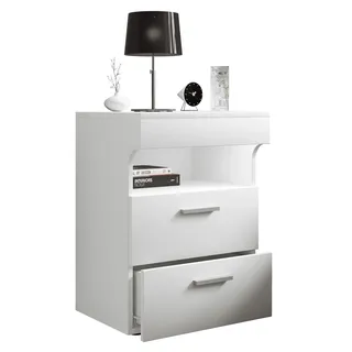VCM Nachttisch »Holz Nachttisch Nachtschrank Schublade Slepal L«, weiß