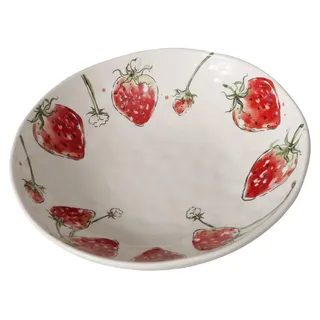 Schale mit Erdbeermuster STRAWBERRY, Ø 34 cm - Weiß, Rot