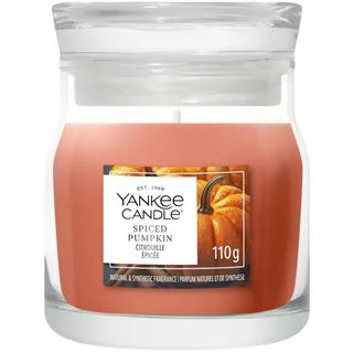 Yankee Candle Signature Kleine Duftkerze im Glas | Spiced Pumpkin Kerze | Wachsmischung auf pflanzlicher Basis | Perfekte Geschenke für Frauen