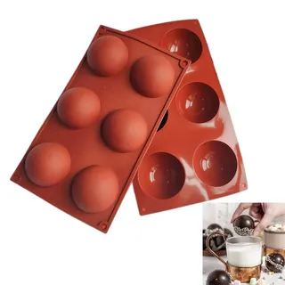 2 Stück Silikonform Kugel,6 Löcher Silikonform Rund 6.6cm,Halbkugel Backform,Silikonform Halbkugel für Schokolade, Kuchen, Gelee, Kuppelmaus