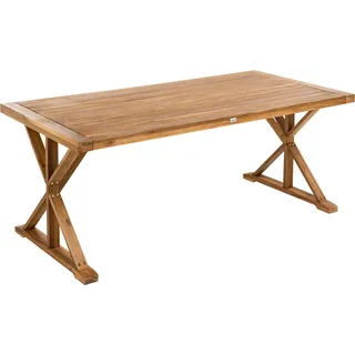 BELIANI Gartentisch Braun Akazienholz 180x90 cm Rechteckig für 6 Personen X-Holzbeine Rustikaler Stil Terrasse Outdoor Esstisch Holztisch - Braun