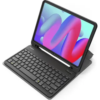 Inateck Tastatur Hülle kompatibel mit iPad Air 6 11 Zoll 2024, iPad 10 Gen. 2022, iPad Air 5/4 (2022/2020) 10,9 Zoll, iPad Pro 11 4/3/2/1, QWERTZ, mit Stifthalter, Abnehmbar, KB04002