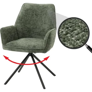 Esszimmerstuhl HWC-G67, Küchenstuhl Stuhl mit Armlehne, drehbar Auto-Position, Chenille MVG grün - Grün