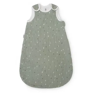 Ehrenkind® Baby Sommerschlafsack Rund Musselin | aus weicher OEKO-TEX zertifizierter Bio-Baumwolle | Sommer Baby Schlafsack Baby 1 TOG Gr. 62/68 Jade Tropfen