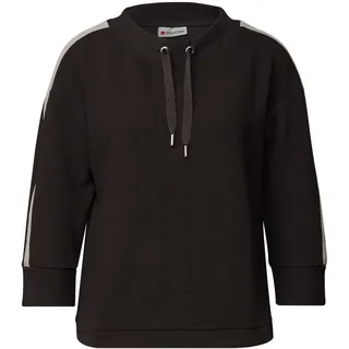 STREET ONE Kapuzensweatshirt, Ottoman Shirt mit Tape, deep roast braun