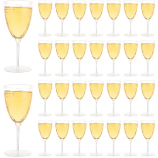 MUXHEL Sektgläser Plastik 32 Stück, 240ml Kunststoff Champagnerflöten Sektglas, Mehrweg Weingläser Sektflöte für Hochzeiten Geburtstage Picknicks Weihnachten