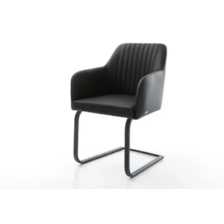 DELIFE Freischwinger Greg-Flex Echt-Leder Schwarz Freischwinger flach Schwarz Taschenfederkern - Schwarz