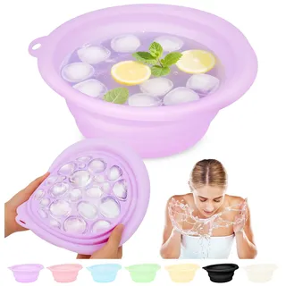 Musiwanna Face Ice Bath Bowl, Faltbares Eiswürfel für Gesicht, Silikon Schüssel für Gesicht Eisbad, Facial Ice Bath Washbasin Eingebaute Eiswürfelschale für den Heimgebrauch oder Unterwegs
