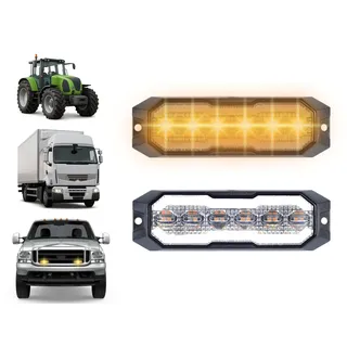 Berger & Schröter 2er Set 12 LED Frontblitzer Stroboskoplicht Orange mit Frontlicht Positionslicht Warnleuchte Warnlicht Blitzlicht Weiß 12V/24V Blitzer, 16 Blitzmodi LKW, PKW, KFZ, Traktor