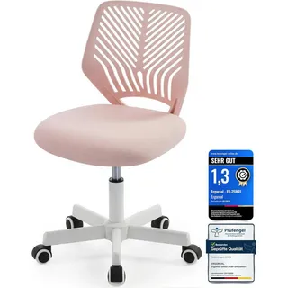 Bürostuhl Ergonomischer ohne Armlehne, mit Rollen & Höhenverstellung , Rosa , Metall , 55x79x55 cm , Büromöbel, Bürostühle, Drehstühle