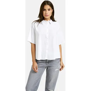 Hemdbluse SMITH & SOUL, Damen, Gr. S, weiß, Web, Obermaterial: 70% Baumwolle, 27% Polyester, 3% Elasthan, unifarben, oversize hüftlang, weit, Blusen Hemdbluse, locker geschnitten, unifarben