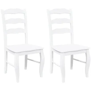 vidaXL Esszimmerstühle 2 Stk. Weiß Massivholz Gummibaum