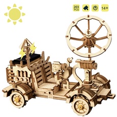 ROKR STEM Solarbetriebene Pädagogisches Spielzeug DIY Bausätze Laserschneiden Holzpuzzle Für Kinder, Jugendliche und Erwachsene (Moon Buggy)