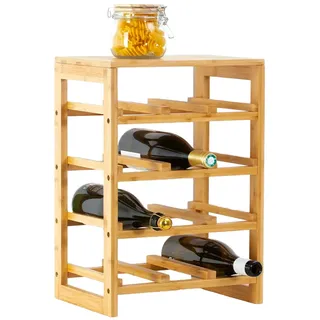 Avilia Weinregal für 12 Flaschen für Weinschrank und Wohnzimmer - Display für Wein- und Likörflaschen, aus Bambus, 35 x 24 x 47 cm, Braun