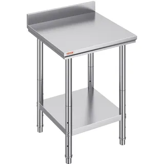 VEVOR Edelstahl Arbeitstisch 60 cm x 60 cm Essenszubereitung mit Aufkantung für die Zubereitung von Mahlzeiten, Nähen, Waschen, Basteln, Garagennutzung usw.
