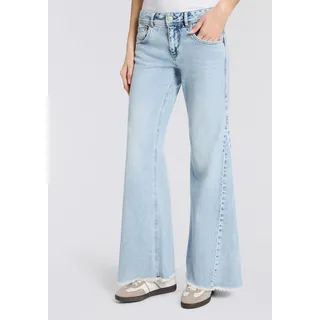 5-Pocket-Jeans HERRLICHER "Edna Kama Denim", Damen, Gr. 33, Länge 32, racy, Denim/Jeans, Obermaterial: 99% Baumwolle, 1% Elasthan, ausgestellt lang, Jeans 5-Pocket-Jeans, Flared Fit, extra Weite