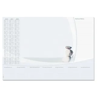 Sigel H6370 Papier-Schreibtischunterlage DIN A2, Kalender 2026 - 2028 und Wochenplan, 30 Blatt, Harmony, grau, Schreibunterlage aus nachhaltigem Papier