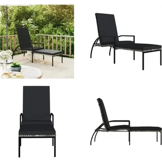 vidaXL Sonnenliege mit Fußhocker PE Rattan Grau - Sonnenliege - Sonnenliegen - Chaiselongue - Gartenstuhl - Grau