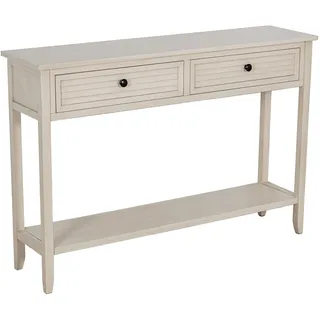 DRW Konsolentisch für den Eingangsbereich mit 2 Schubladen aus Holz in Beige, 110 x 28 x 75 cm, Medidas: 110x28x75cm
