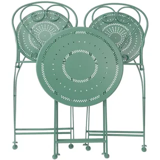 Butlers Gartenessgruppe (3-teilig) Bovery , Grün , Metall , Gartenmöbel, Gartengarnituren, Gartenmöbel-Sets