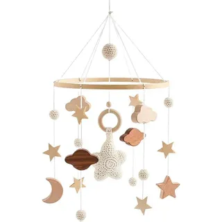 Mobile mit Musik Holz beige Wolken Spielzeug