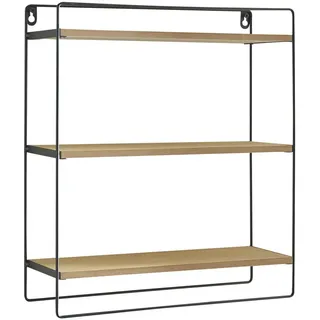 [en.casa] Wandregal Skovbo , Schwarz, Braun , Holzwerkstoff, Metall , 3 Fächer , 37.5x43x11 cm , Wohnzimmer, Regale, Wandregale
