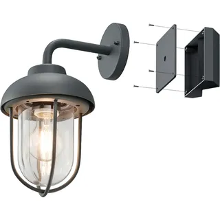 Vintage Außenwandleuchte Laterne in Anthrazit mit Eckbefestigung für Hausecke - Grau, Schwarz