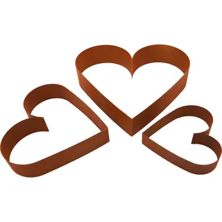 UNUS® Beeteinfassung Herzen 3er Set Gartendeko Rostoptik - Braun