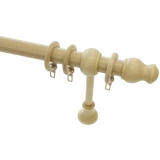 GARDINIA Gardinenstangen-Set "Lugano Classic", Komplettstilgarnitur inkl. Befestigungsmaterial, Ø 28 mm, Länge 160 cm, Holz, Natur