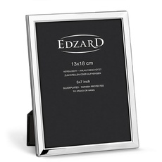 EDZARD Bilderrahmen Bergamo für Foto 13 x 18 cm, edel versilbert, anlaufgeschützt, mit Samtrücken, inkl. 2 Aufhängern, Fotorahmen zum Stellen und Hängen