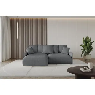 altdecor Ecksofa Cord 2-Sitzer Dunkelgrau