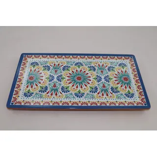 APS 84682 GN 1/3 Tablett Arabesque, 32,5 x 17,6 cm, Höhe 2 cm, Melamin, Dekor/Terracottaoptik, Antirutsch-Füße