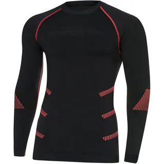 NordTrek Freenord TONGARI 51 Herren Funktionsunterwäsche Thermoaktiv Skiunterwäsche Motorradunterwäsche Ski Motorrad Outdoor Unterhemd Langarm (Schwarz/Rot, M)