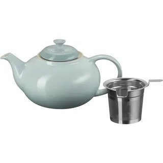 Le Creuset Steingut-Teekanne mit Edelstahl-Teesieb, 1,3 l, Sea Salt