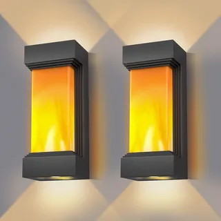 IP65 Außenlampe 17W Aussenlampe Wand - Up and Down Leuchten Aussen, 3000K Warmweiß, Außenleuchte Wand Flammen Wandleuchte, Aussenleuchte Aussenbeleuchtung für Hauswand Terrasse, 2 Stück
