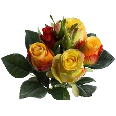 Bild künstlicher Rosenstrauß mit 5 Rosen und 3 Knospen«, (orange-gelb-rot)