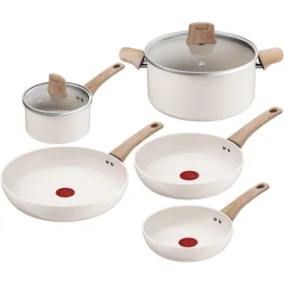 Tefal Cera Bright ON 5-teiliges Topfset Keramik Antihaftbeschichtung Gehäuse aus 100% recyceltem Aluminium Wärmeanzeige C445S504