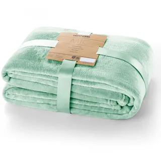 DecoKing Kuscheldecke 220x240 cm Pfefferminze Decke Microfaser Tagesdecke Fleece weich sanft kuschelig Peppermint Mic