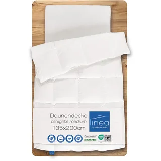 LINEA by böhmerwald - allnights - kuschelige Bettdecke medium, 135x200, 100% Neue Federn & Daunen, Allergiker geeignet, waschbar bis 60°C, in Deutschland produziert
