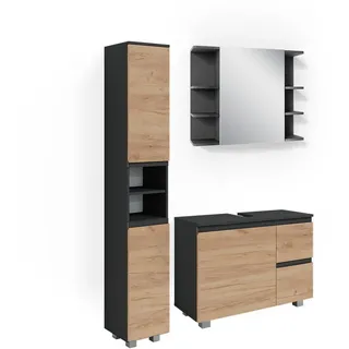 Vicco J-Shape 3-tlg. Anthrazit/Eiche