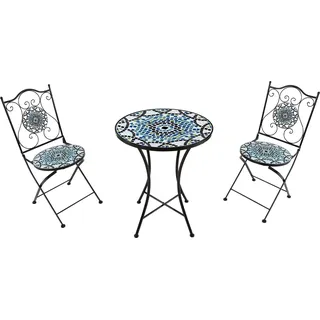 AXI Amélie Bistroset 3-teilig mit Mosaik Design Mehrfarbig | Bistrotisch mit 2 Stühlen | Bistro Gartenmöbel Set für Garten / Balkon / Terrasse | - Orange