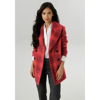 Cabanjacke ANISTON SELECTED, Damen, Gr. 46, rot (hellrot, dunkelrot, lila, kariert), Web, Obermaterial: 100% Polyester. Futter: 100% Polyester, kariert, lässig geschnitten Po-bedeckend, Jacken Cabanjacke, mit zwei Eingriffstaschen