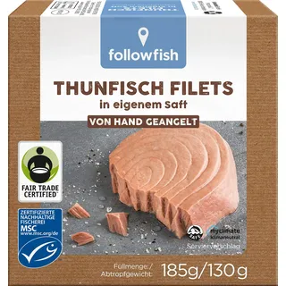 followfish MSC Thunfisch Filets im eigenen Saft, 185 g