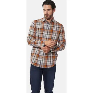 Langarmhemd BABISTA "Hemd JALOR", Herren, Gr. XL, weit, orange (dunkelorange kariert), Obermaterial: 100% Baumwolle CO., Hemden Langarmhemd