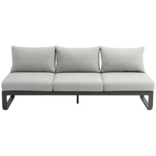Zebra 3-Sitzer-Sofa , Graphitfarben, Hellgrau , Metall, Textil , Füllung: Schaumstoff,Schaumstoff , 207x82x72 cm , Liegefunktion , Wohnzimmer, Sofas & Couches, Sofas, Textilsofas